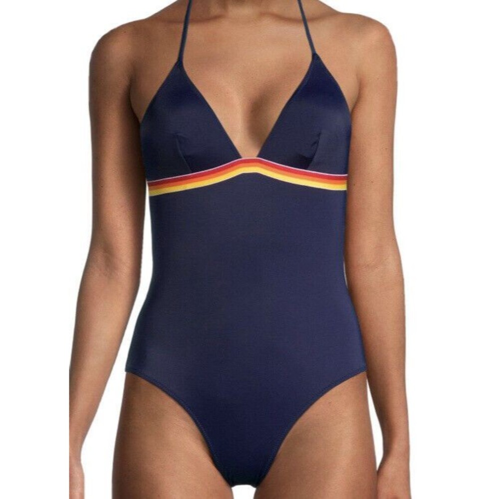 Sundek Navy One Piece XL Swimwear NWT Rainbow Scoop Back UPF Heritage Surfwear